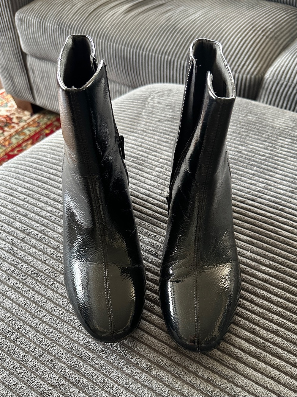 Clarks Black Patent Leather Block Heel Ankle Boots Size 11